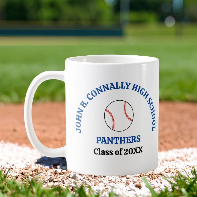 Personalisierter Baseballspieler der Blue High Sch Kaffeetasse (Von Creator hochgeladen)