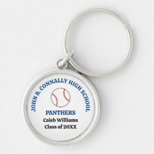 Personalisierter Baseballspieler der Blue High Sch Schlüsselanhänger