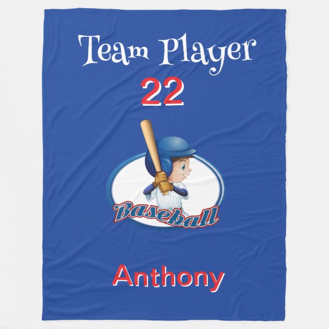 Personalisierter Baseballspieler Fleecedecke (Vorderseite)