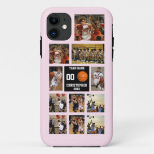 Personalisierter Basketball 11 FotoCollage Rosa Case-Mate iPhone Hülle