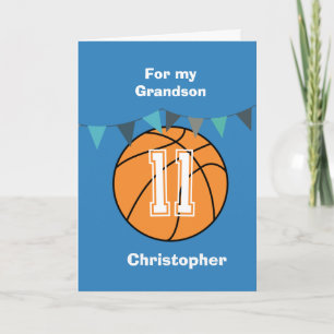 Personalisierter Basketball 11. Geburtstag Enkel Karte
