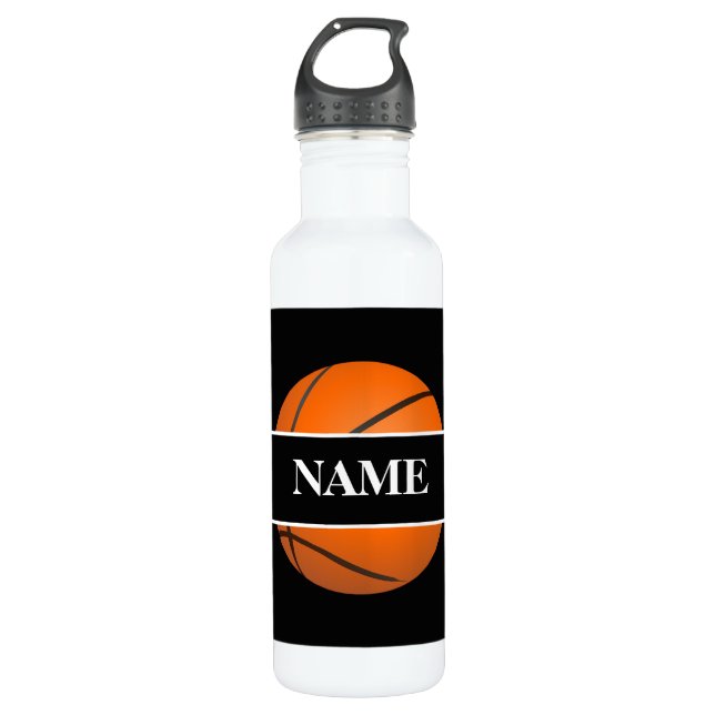 Personalisierter Basketball 24 OZ Wasserflasche Edelstahlflasche (Vorderseite)