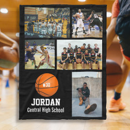 Personalisierter Basketball 5 Fotocollage Name Tea Fleecedecke