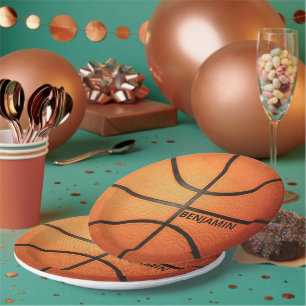 Personalisierter Basketball 9" Rundpapier-Teller Pappteller