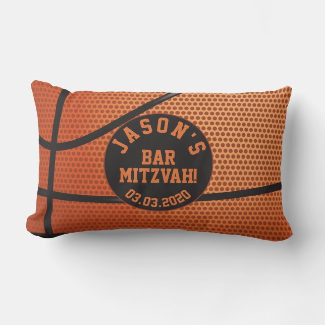 Personalisierter Basketball-Bar Mitzvah Lendenkissen (Vorderseite)