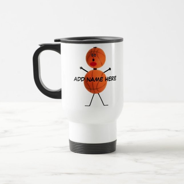 Personalisierter Basketball-Cartoon Reisebecher (Links)