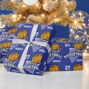 Personalisierter Basketball - Dunkelblau Geschenkpapier