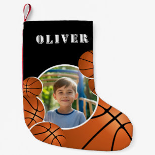 Personalisierter Basketball-Fußball-Junge-Foto  Kleiner Weihnachtsstrumpf