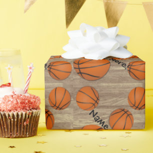 Personalisierter Basketball-Holz-Boden Geschenkpapier