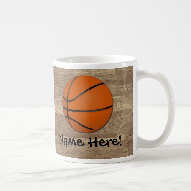 Personalisierter Basketball-Holz-Boden Tasse (Rechts)