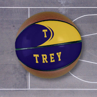 Personalisierter Basketball in Blau Lila Gold