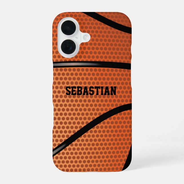 Personalisierter Basketball iPhone 16 Hülle (Rückseite)