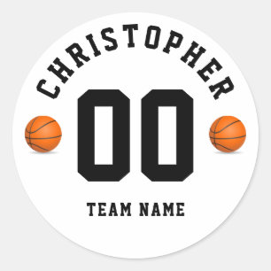 Personalisierter Basketball-Kinder-Schulteam-Schra Runder Aufkleber