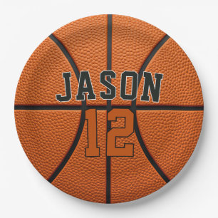 Personalisierter Basketball mit Namen und Alter Pappteller