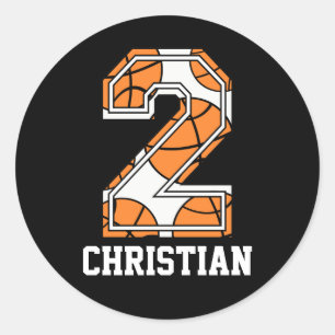 Personalisierter Basketball Nr. 2 Runder Aufkleber