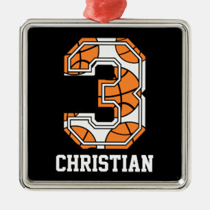 Personalisierter Basketball Nr. 3 Ornament Aus Metall