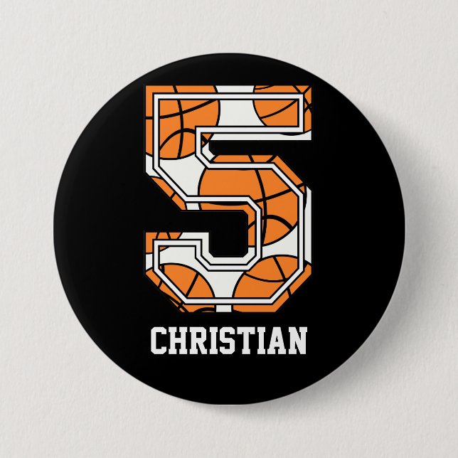 Personalisierter Basketball Nr. 5 Button (Vorderseite)