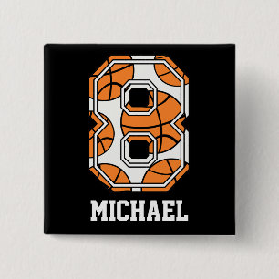 Personalisierter Basketball Nr. 8 Button