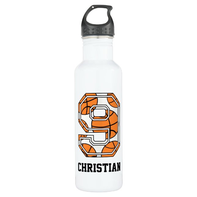Personalisierter Basketball Nr. 9 Trinkflasche (Vorderseite)