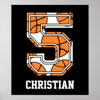 Personalisierter Basketball Nummer 5 Poster