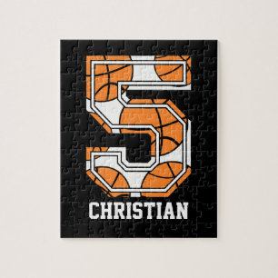 Personalisierter Basketball Nummer 5 Puzzle