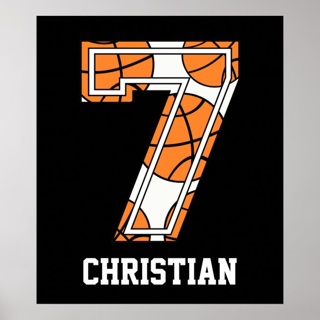 Personalisierter Basketball Nummer 7 Poster (Vorne)