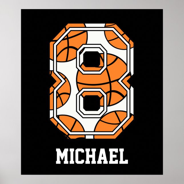 Personalisierter Basketball Nummer 8 Poster (Vorne)