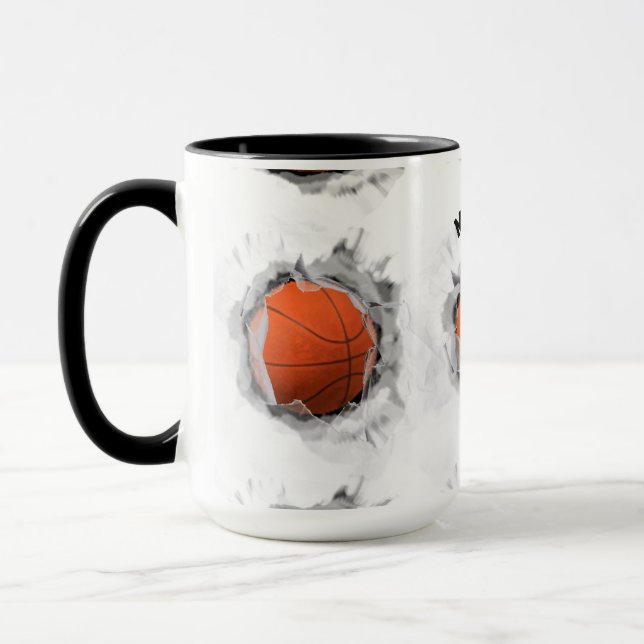 Personalisierter Basketball-Sammelbegriff Zweifarbige Tasse (Links)
