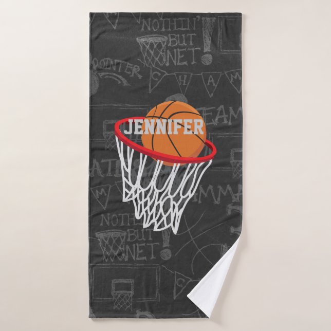 Personalisierter Basketball und Basketball Badhandtuch Set (Badehandtuch)