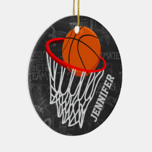 Personalisierter Basketball und Hoop Keramikornament