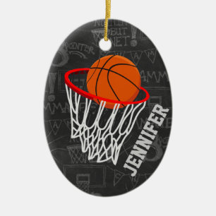 Personalisierter Basketball und Hoop Keramikornament