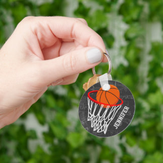 Personalisierter Basketball und Hoop Schlüsselanhänger