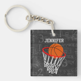 Personalisierter Basketball und Hoop Schlüsselanhänger