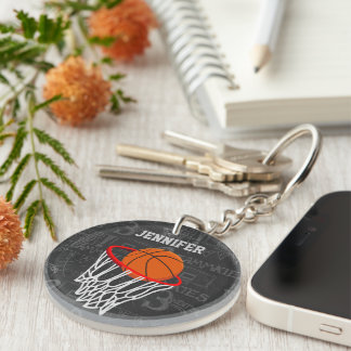 Personalisierter Basketball und Hoop Schlüsselanhänger