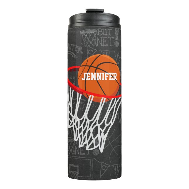 Personalisierter Basketball und Hoop Thermosbecher (Vorderseite)