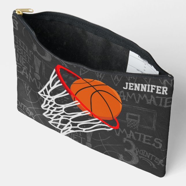 Personalisierter Basketball und Hoop Zubehörtasche (Offen)