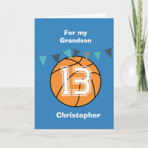 Personalisierter Basketball zum 13. Geburtstag Enk Karte