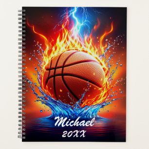 Personalisierter Basketballball auf Feuer und Wass Planer