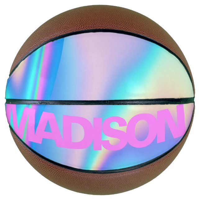 Personalisierter Basketballname Pink Girly Modern Basketball (Vorderseite)