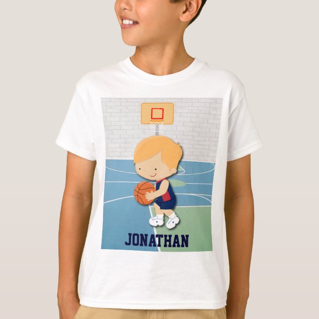 Personalisierter Basketballspieler Cartoon T-Shirt (Vorderseite)
