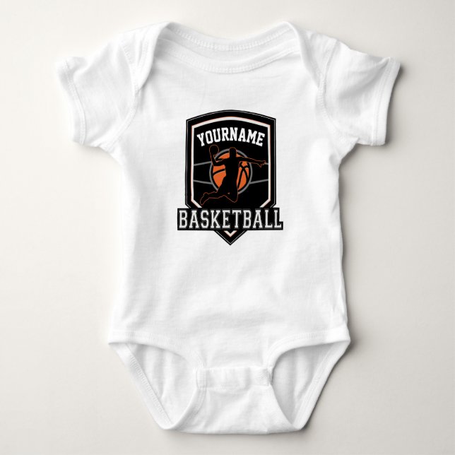 Personalisierter Basketballspieler NAME Slam Dunk  Baby Strampler (Vorderseite)