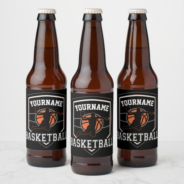 Personalisierter Basketballspieler NAME Slam Dunk  Bierflaschenetikett (Flaschen)