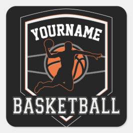 Personalisierter Basketballspieler NAME Slam Dunk  Quadratischer Aufkleber