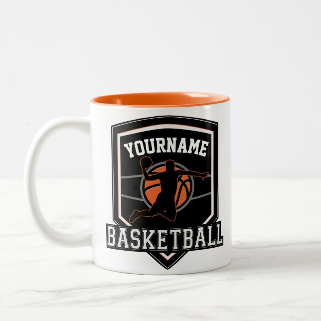 Personalisierter Basketballspieler NAME Slam Dunk  Zweifarbige Tasse (Links)