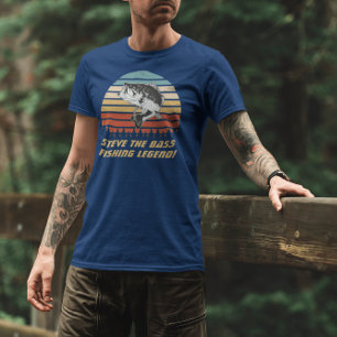 Personalisierter Bass Fishing Legende Vintage Sonn T-Shirt