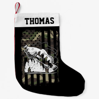 Personalisierter Bass Fishing USA Flag Sportsmen G Kleiner Weihnachtsstrumpf