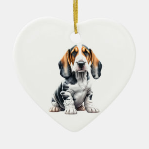 Personalisierter Basset Hoppy-Welpe Keramik Ornament