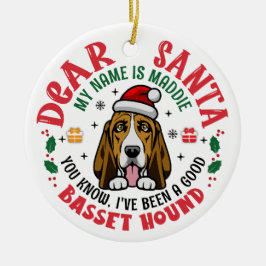 Personalisierter Basset Hound Hund Weihnachtsbaum  Keramik Ornament