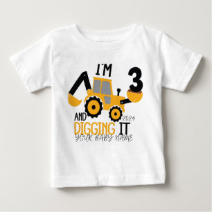 Personalisierter Bau 3. Geburtstag Baby T-shirt