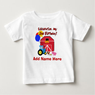 Personalisierter Bauernhof-2. Geburtstags-T-Shirt Baby T-shirt